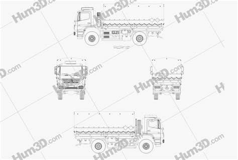 Mercedes Benz Axor 2005A Military Truck 2005 Blueprint 3DModels Org