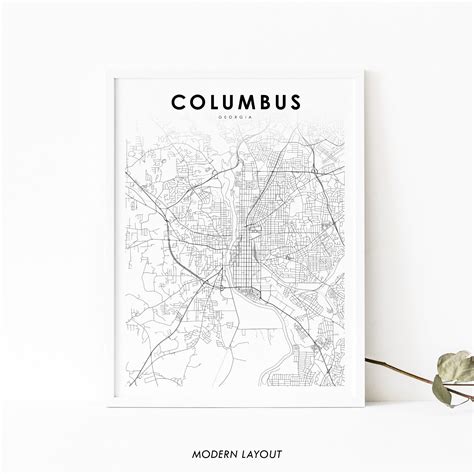 Columbus Ga Map Print Georgia Usa Map Art Poster City Street Etsy