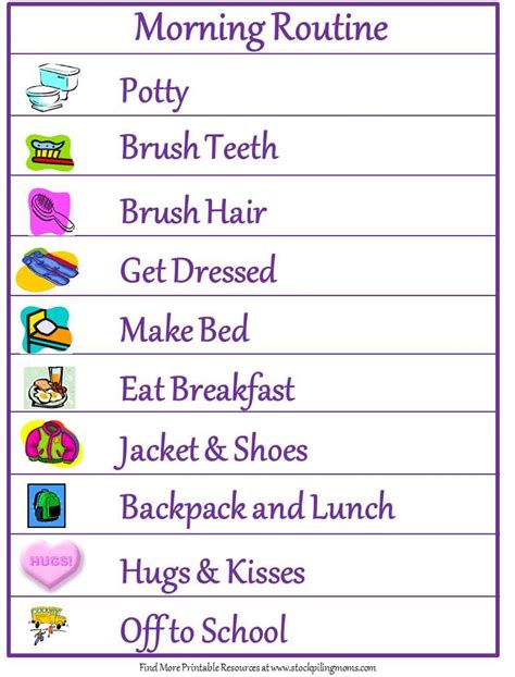 Printable Morning Routine Chart