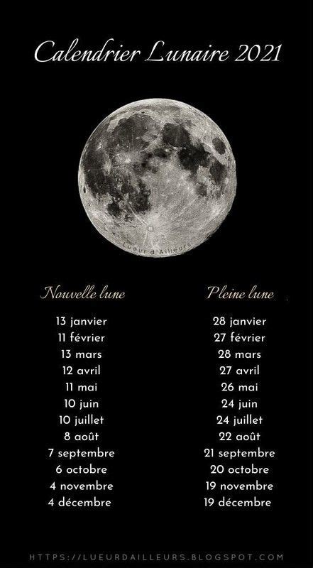 Calendrier Lunaire 2021