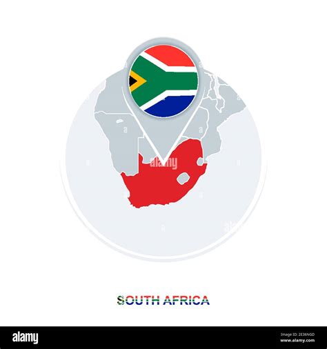 South Africa Map And Flag Vector Map Icon With Highlighted South