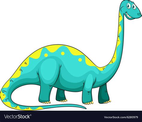 Blue Dinosaur With Long Neck Royalty Free Vector Image