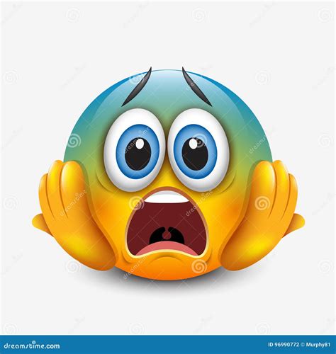 Scared Emoticon Holding Head Emoji Smiley Vector Illustration Stock