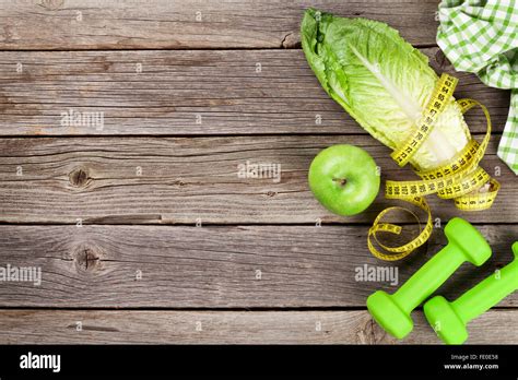 Healthy Food And Fitness Background Concept Stock Photo Alamy