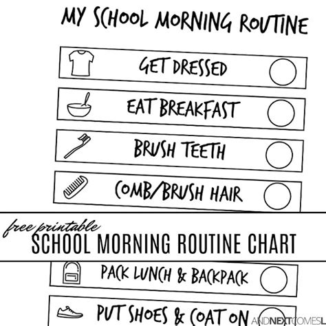 Free Printable School Morning Visual Routine Chart For Kids And Next