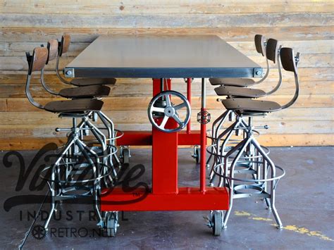 Custom Made Glossy Sit Stand Crank Desk By Vintage Industrial Llc