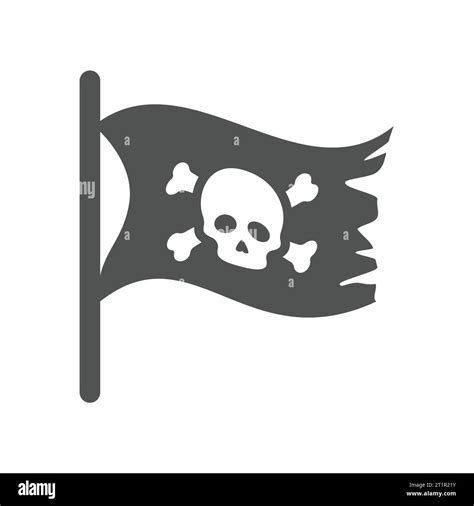 Pirate Waving Flag With Skull And Bones Icon Crossbones Pirates Symbol