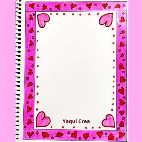 Borde para hojas a mano del Día de San Valentín Cuaderno de notas