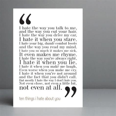 10 Things I Hate About You Movie Quote By Silvermoonprints