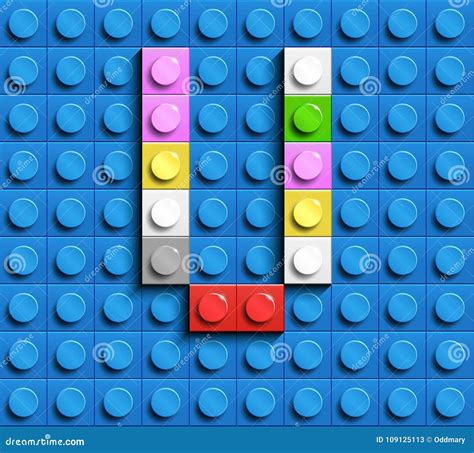 Colorful Letters V Of Alphabet From Building Lego Bricks On Blue Lego