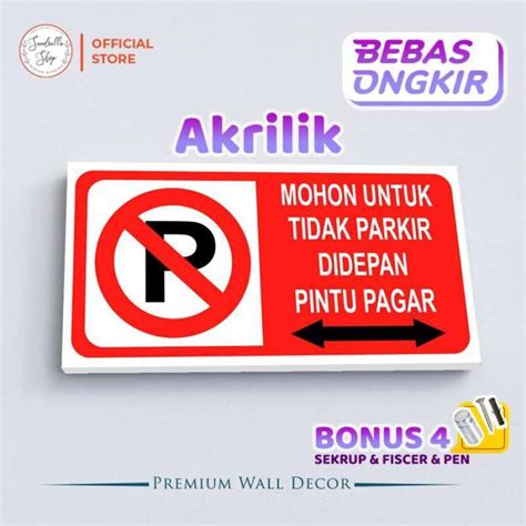 Jual Acrylic Sign Board Akrilik Label Dilarang Parkir Mohon Tidak