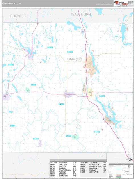 Barron County Wi Wall Map Premium Style By Marketmaps