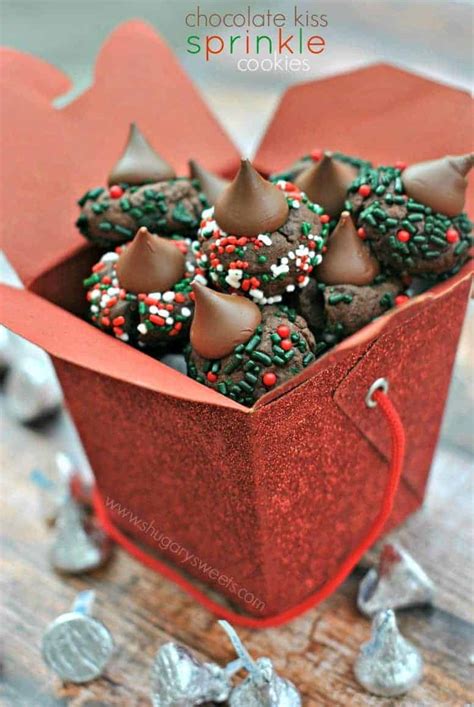 Christmas sugar cookie cakecookie dough and oven mitt. Chocolate Sprinkle Kiss Cookies - Shugary Sweets