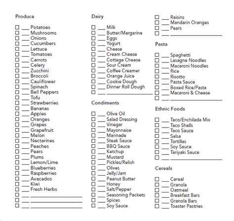 10 Grocery List Samples Sample Templates