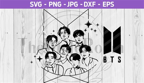 Buy Bts Svg Adorable Tinytan Bts Members Hiding Behind The Logo Svg