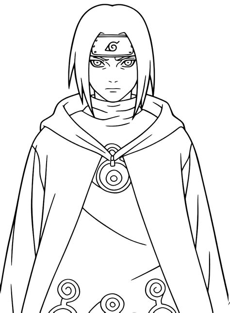 Itachi With Traditional Clothing Coloring Page Free Printable