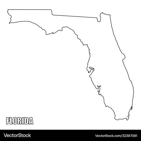 Florida Outline Map Royalty Free Vector Image Vectorstock