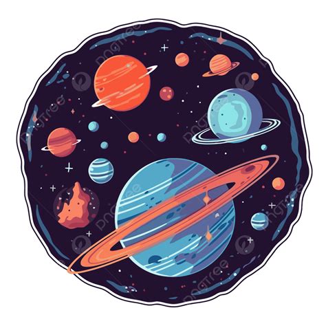 Stiker Melingkar Yang Menunjukkan Planet Planet Dalam Clipart Luar