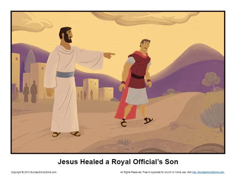 Jesus Healed A Royal Officials Son Story Illustration Childrens