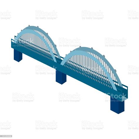 Konstruksi Jembatan Melengkung Jembatan Ikon Tunggal Dalam Gaya Kartun