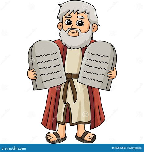 Moses With The Ten Commandments Cartoon Clipart Stock Vector