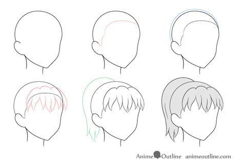 How To Draw Anime Hair In 34 View Step By Step Animeoutline