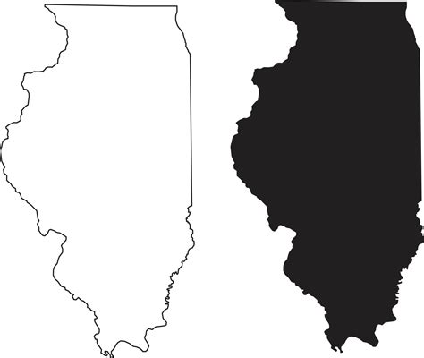 Illinois Map On White Background Illinois State Sign Outline Illinois