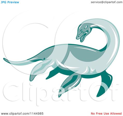 Clipart Of A Retro Loch Ness Monster Pliosaur Dinosaur Royalty Free