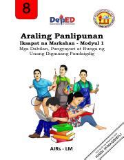 Ap M Pdf Araling Panlipunan Ikaapat Na Markahan Modyul Mga Dahilan Pangyayari At Bunga