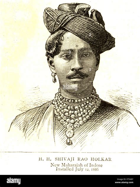 Lithographic Portraits Hh Shivaji Rao Holker New Maharajah Of Indore