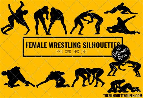 Woman Wrestling Silhouette Vector People Illustrations Creative Market