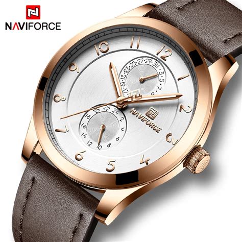 Ultra Thin Watches Naviforce Mens Watches Top Brand Luxury Leather