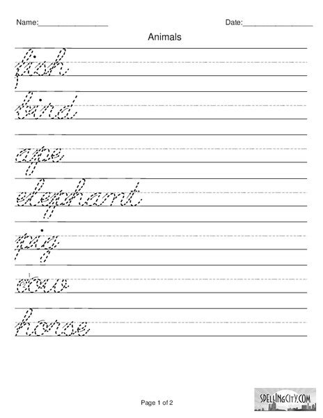 4th Grade Cursive Writing Sentences Worksheets Pdf Kind Free