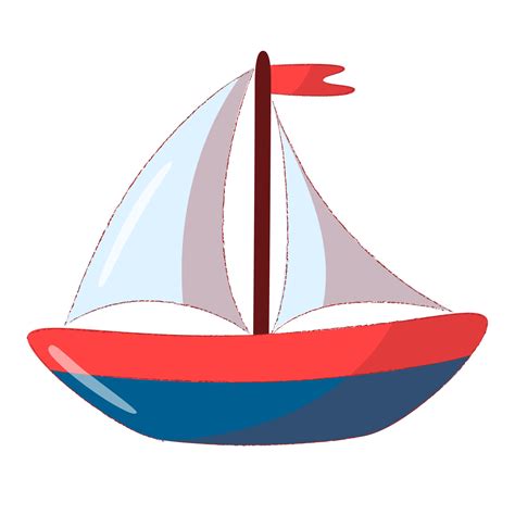 A Small Cartoon Boat With A Red Flag Cartoon Design Of Water Transport