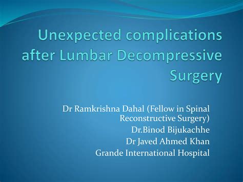 Complications Of Lumbar Decompressive Surgery Ppt