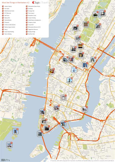 New York City Manhattan Printable Tourist Map Sygic Travel