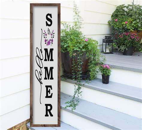 Hello Summer Vertical Porch Sign Hello Summer Wood Sign Etsy Canada