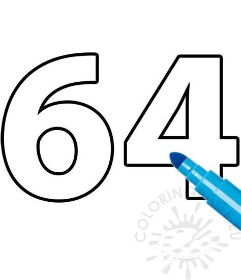 Printable Number 64 Template Coloring Page