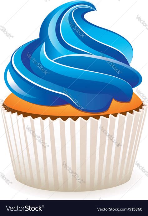 Blue Cupcake Royalty Free Vector Image Vectorstock