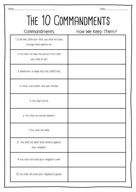 Printable Free Printable 10 Commandments