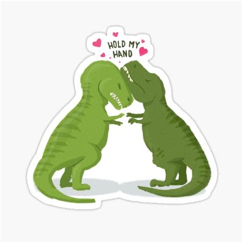 Dinosaur Couple Tyrannosaurus Rex Hold My Hand Sticker By