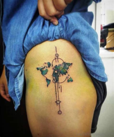 22 Cute Map Tattoos On Thigh Leg Tattoo Designs