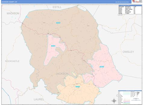 Jackson County Mo Zip Code Wall Map Basic Style By Marketmaps