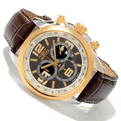 Invicta Ii Brown Leather Strap Chronograph Mens Watch 0147