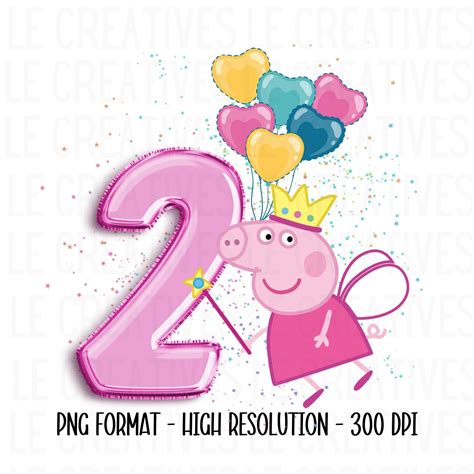 Peppa Pig 2nd Birthday Svg Png Sublimation Design Cricut Etsy Israel