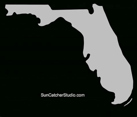 Florida Map Outline Printable State Shape Stencil Pattern