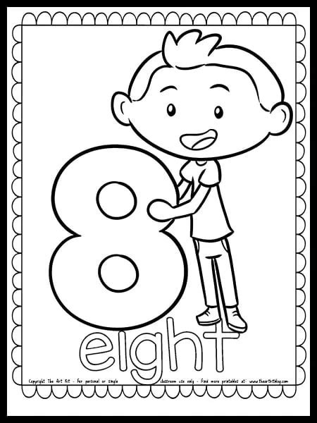 Number 8 Kids Coloring Page Free Printable The Art Kit