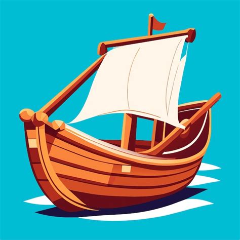 Premium Vector Charming Wooden Boat Cartoon Illustration Vintage