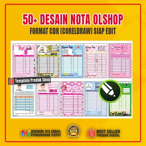 Jual Desain Template Nota Kwitansi Olshop Kekinian Format Cdr