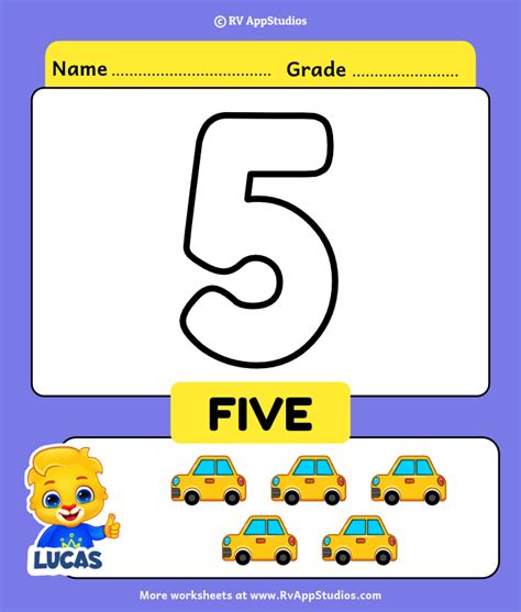 Number 5 Coloring Sheet Color 5 Number Printable Worksheet